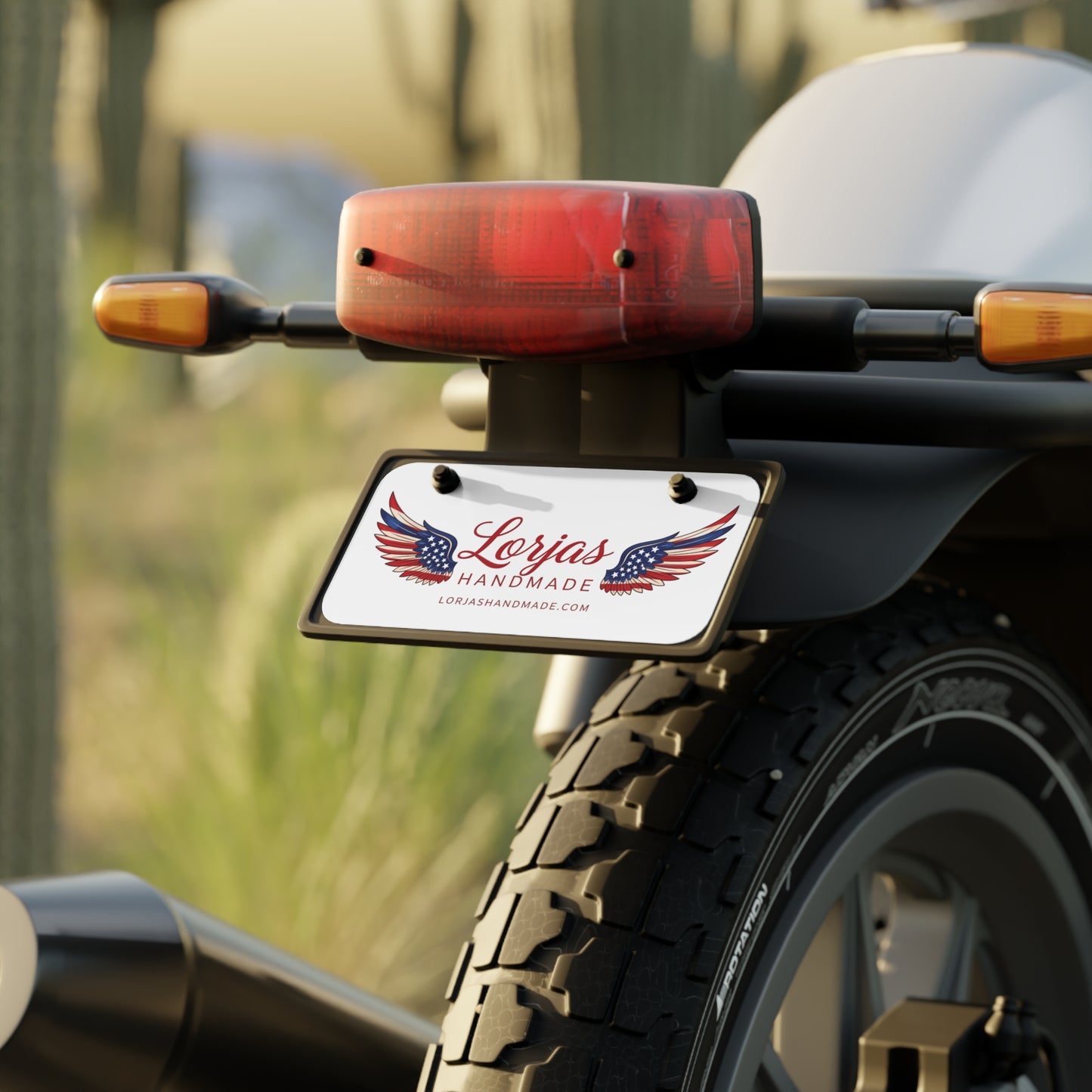 Mini License Plate — Patriotic American Flag Wing Logo, Personalized Brand Tag