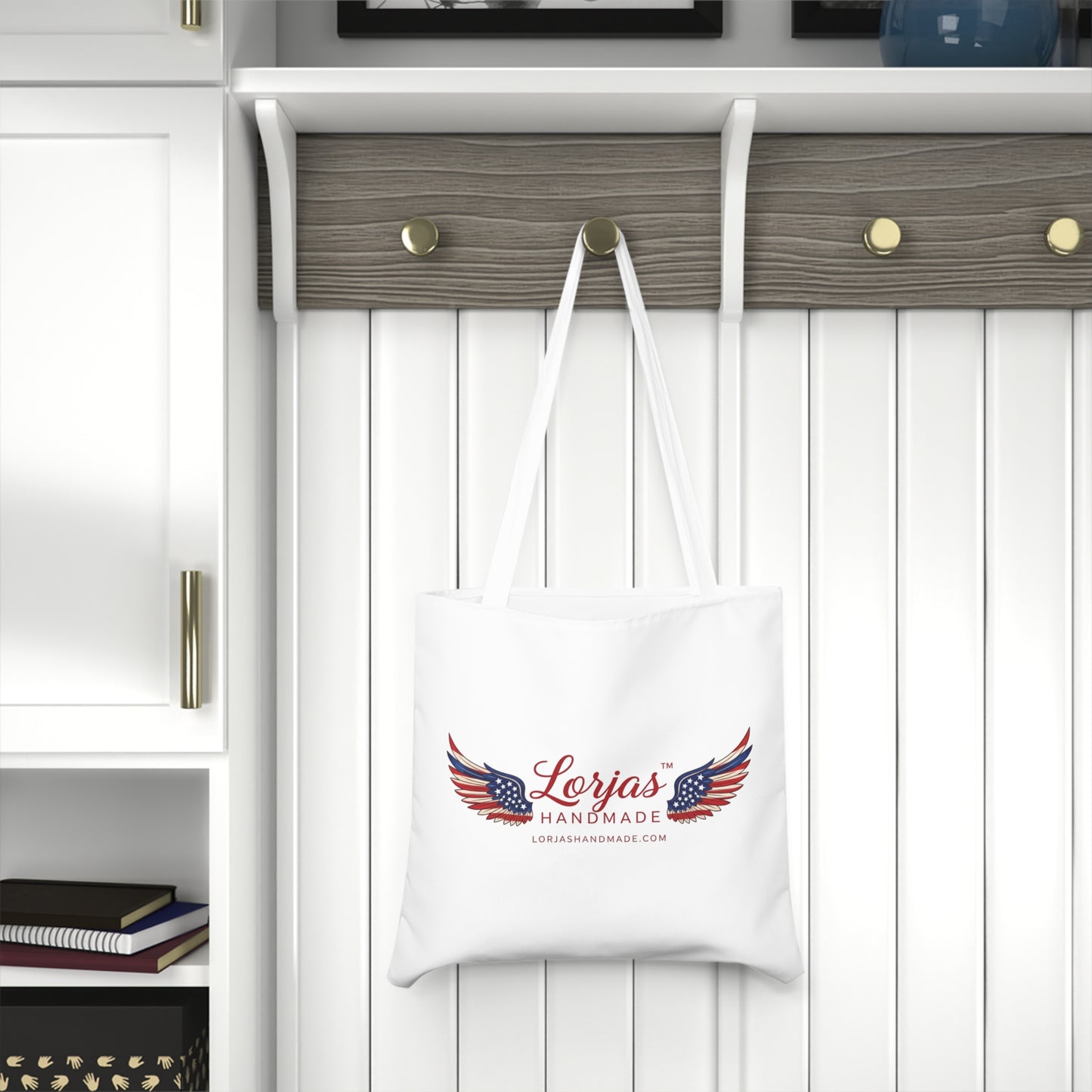 Patriotic Wings Logo Shoulder Tote Bag by LorJas Handmade
