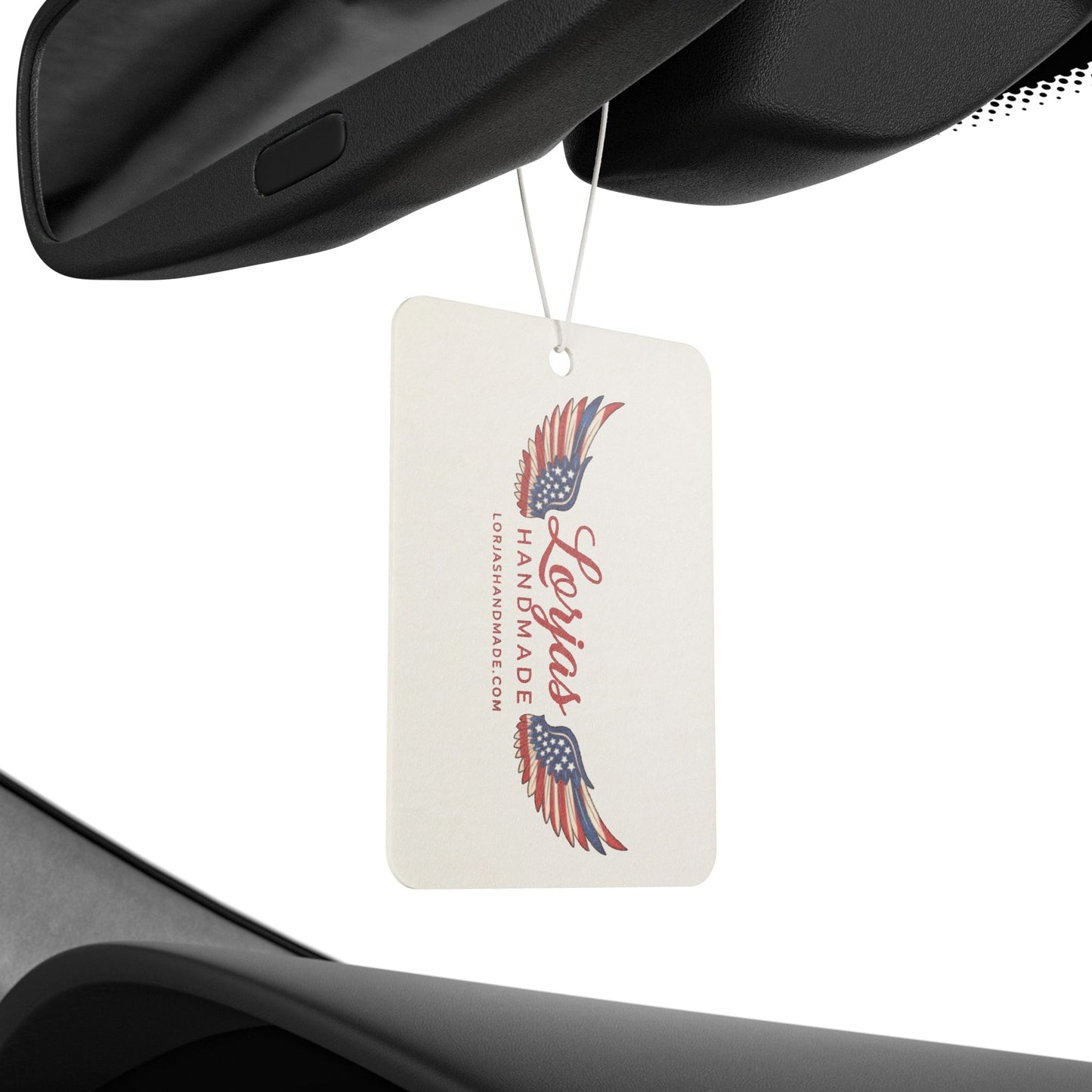 Car Air Freshener — Vintage Americana 'LorJas Handmade' Winged Logo Scented Tag
