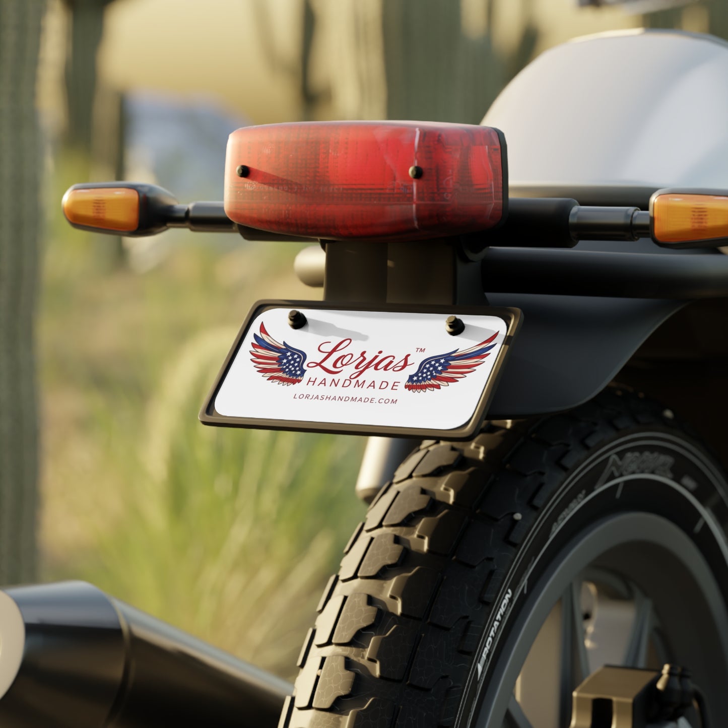 Mini License Plate — Patriotic American Flag Wing Logo, Personalized Brand Tag
