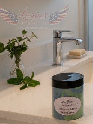 Naturally organic 'LorJas Handmade Eucalyptus & Mint' foamy whipped sugar scrub