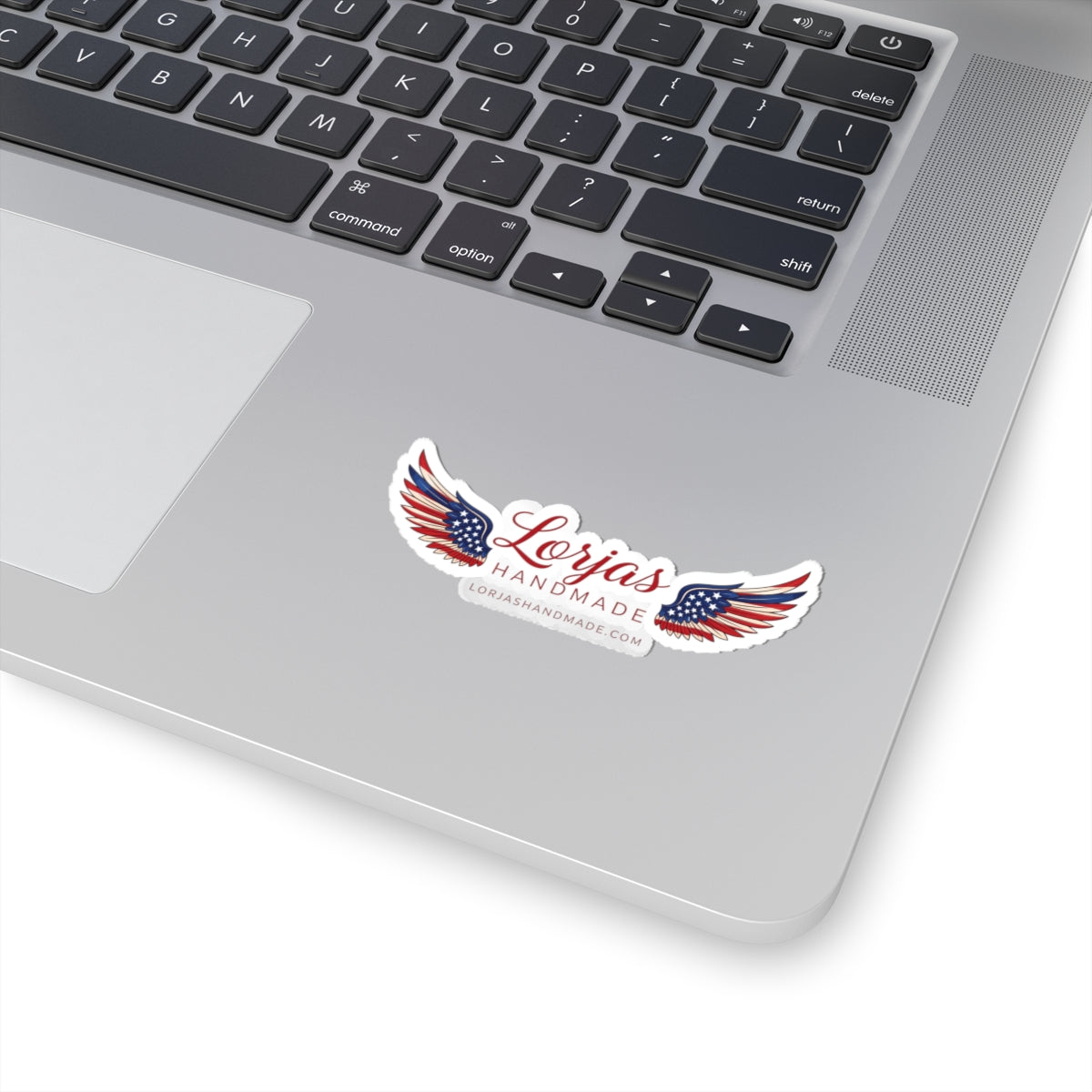 Vintage Americana Flag Wing Logo Sticker — 'Lorjas Handmade' Brand Decal