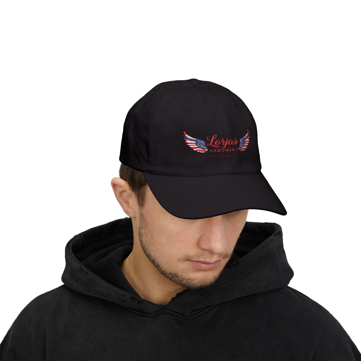 Classic Americana Logo Cap – ‘LorJas Handmade Wings’ Embroidered Baseball Hat