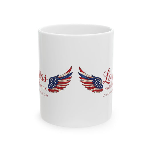 Ceramic Mug — Patriotic American Flag Wings Coffee Mug (11oz & 15oz)