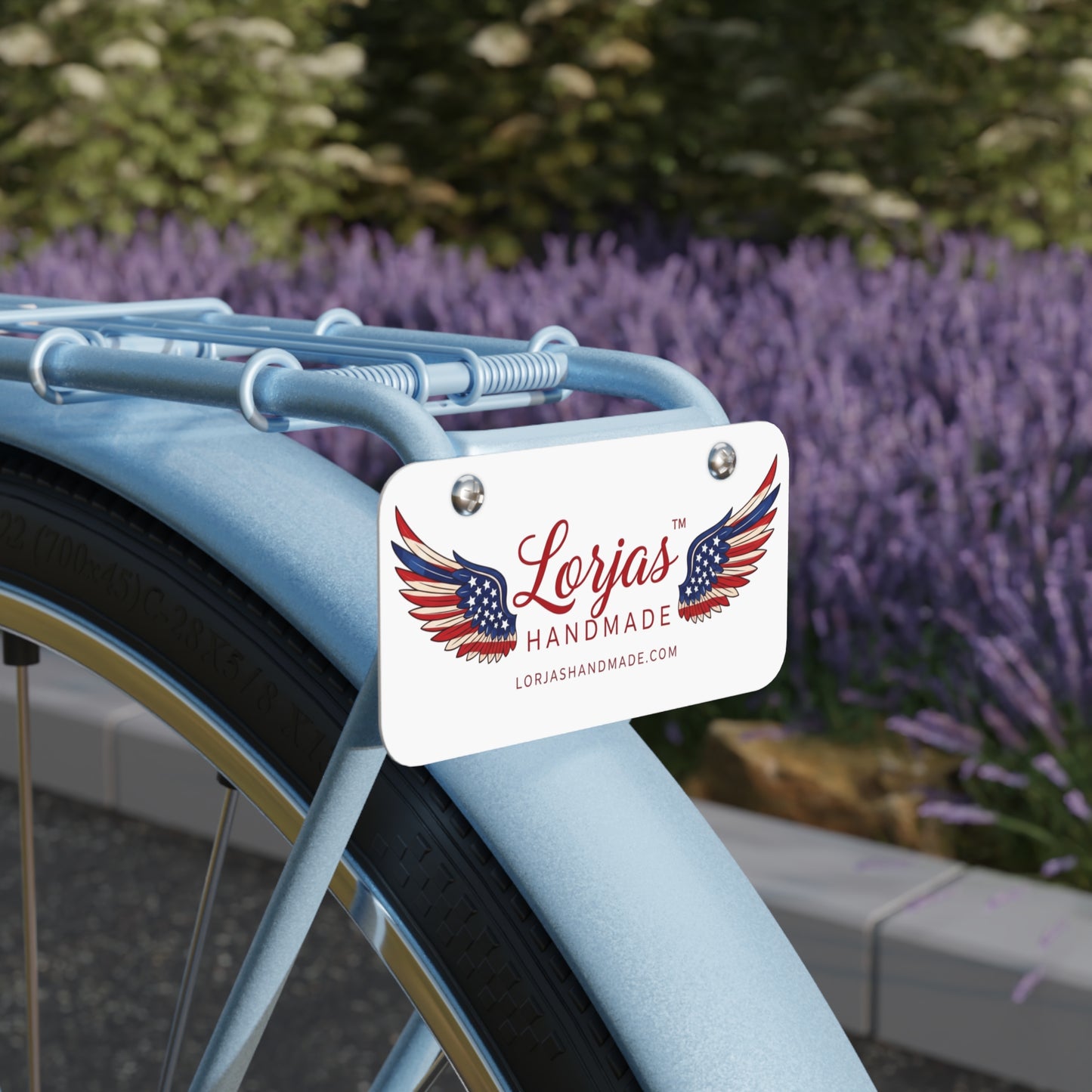 Mini License Plate — Patriotic American Flag Wing Logo, Personalized Brand Tag