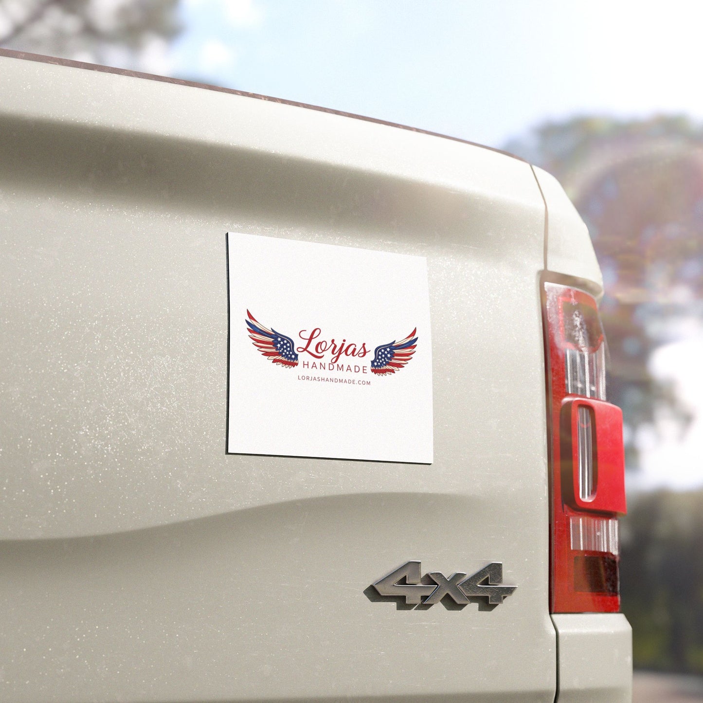 Patriotic Winged Logo Car Magnet — "Lorjas Handmade" Vintage Americana
