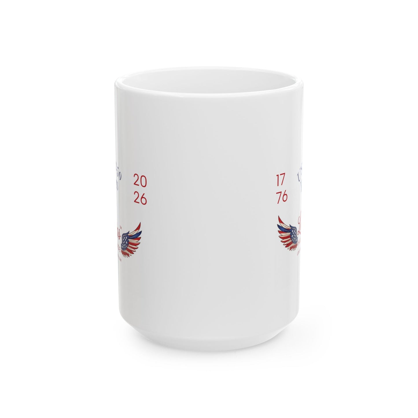 Ceramic Mug, "LorJas Handmade" Patriotic 250 Yrs American Flag Wings Coffee Mug (11oz, 15oz)