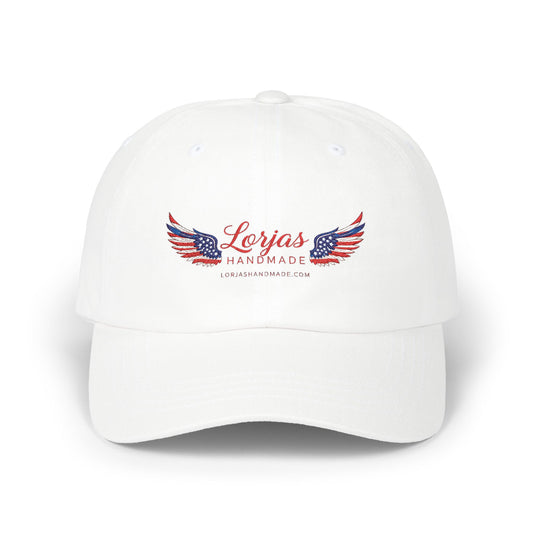 Classic Americana Logo Cap – ‘LorJas Handmade Wings’ Embroidered Baseball Hat