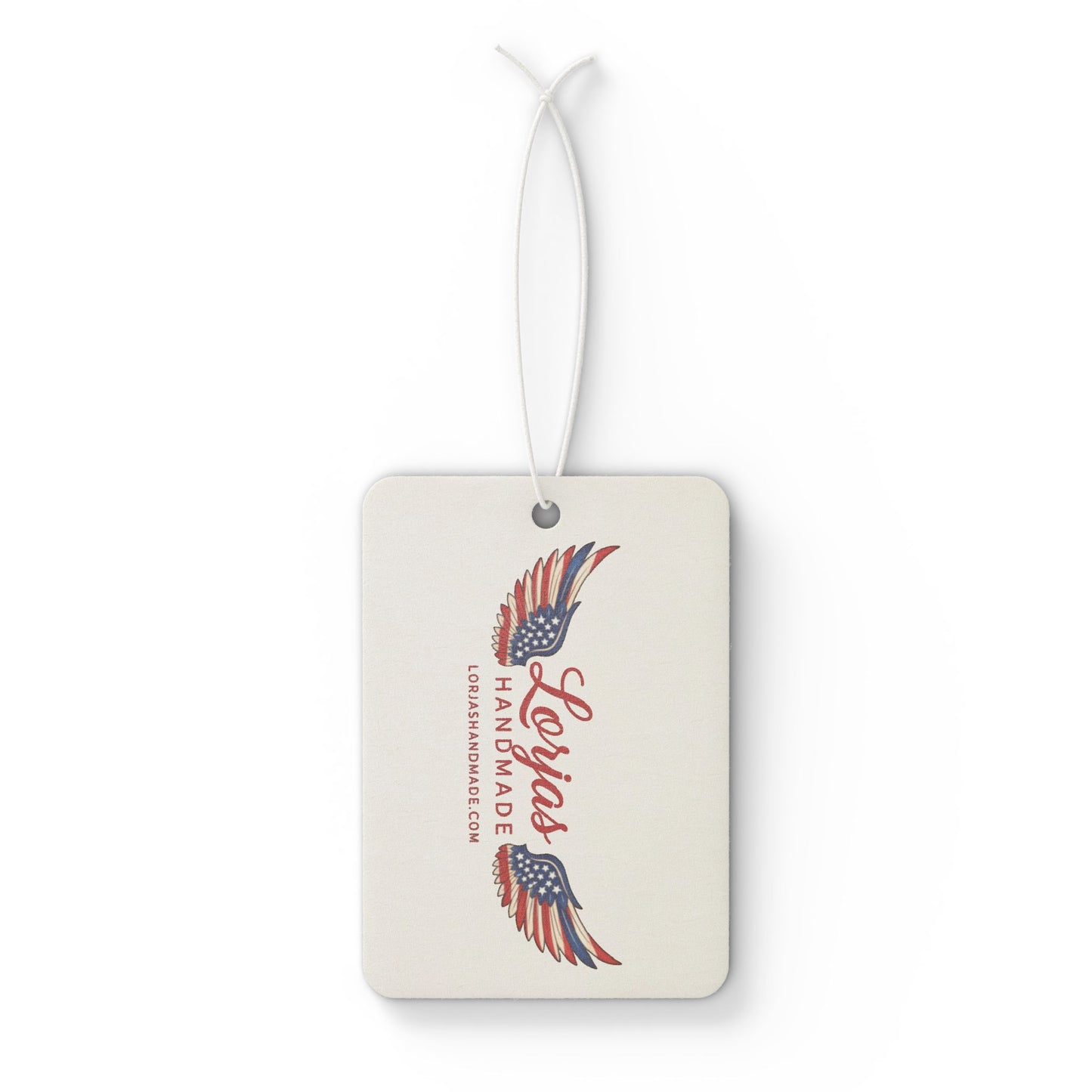Car Air Freshener — Vintage Americana 'LorJas Handmade' Winged Logo Scented Tag