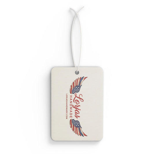 Car Air Freshener — Vintage Americana 'LorJas Handmade' Winged Logo Scented Tag