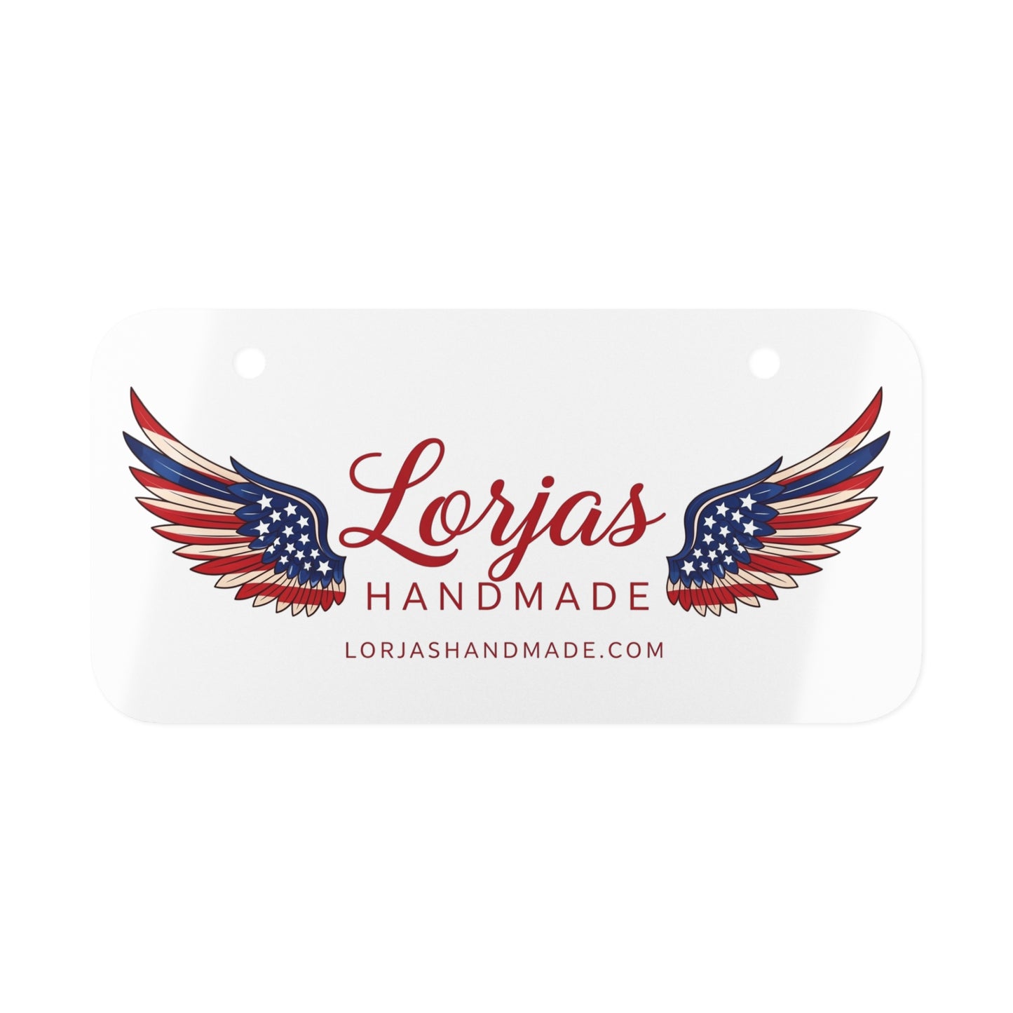 Mini License Plate — Patriotic American Flag Wing Logo, Personalized Brand Tag