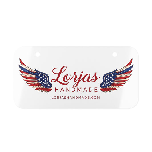 Mini License Plate — Patriotic American Flag Wing Logo, Personalized Brand Tag