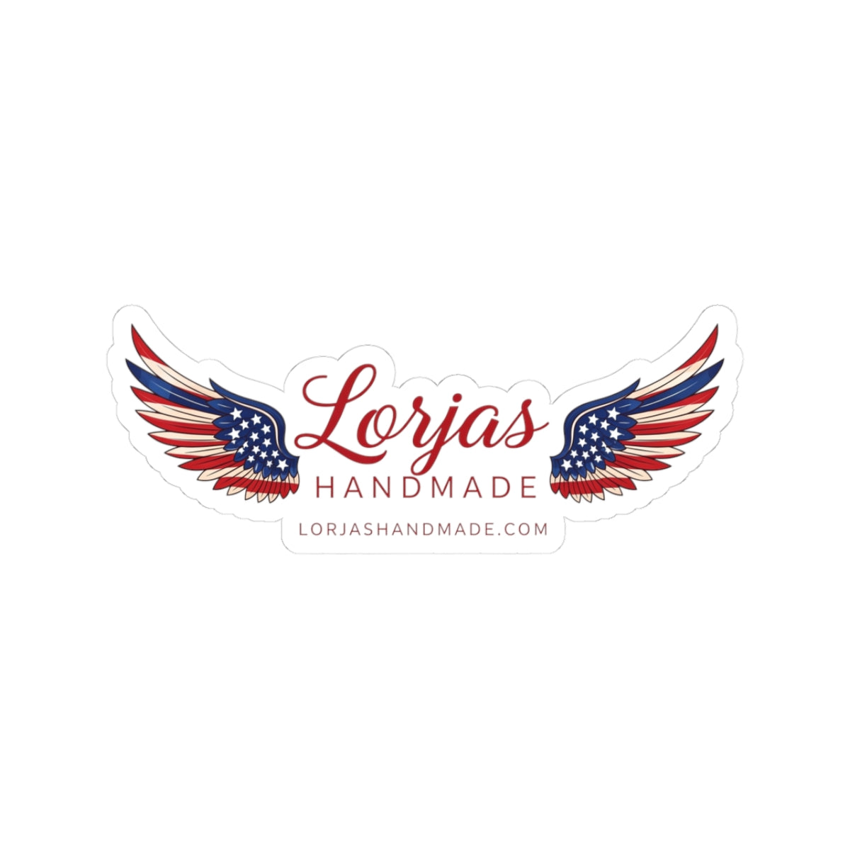 Vintage Americana Flag Wing Logo Sticker — 'Lorjas Handmade' Brand Decal