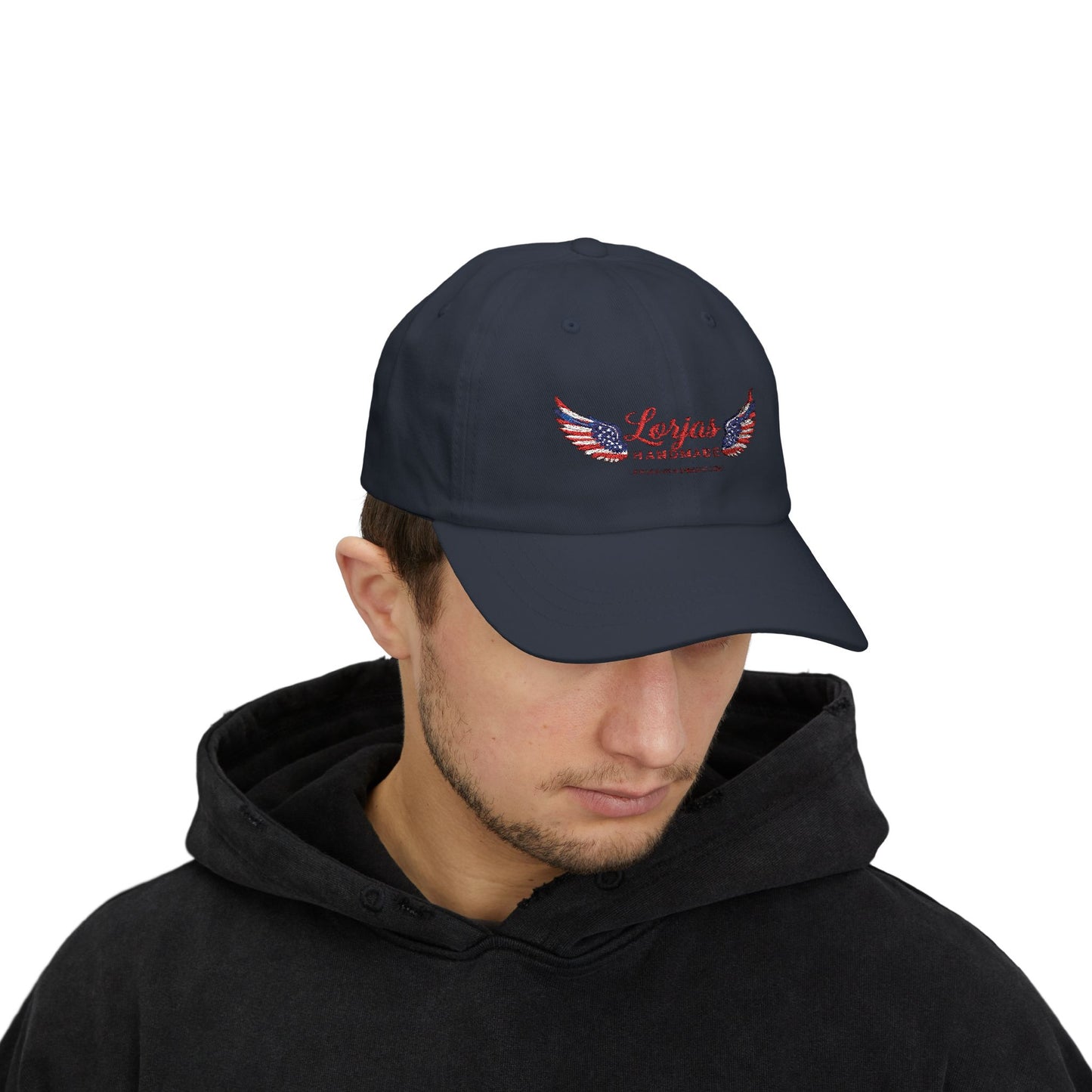 Classic Americana Logo Cap – ‘LorJas Handmade Wings’ Embroidered Baseball Hat