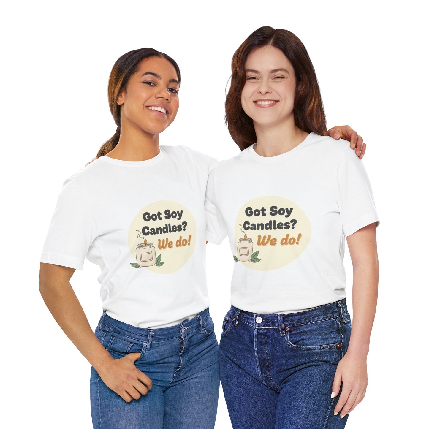 Two female models matching t-shirts with a motivational quote on a white background