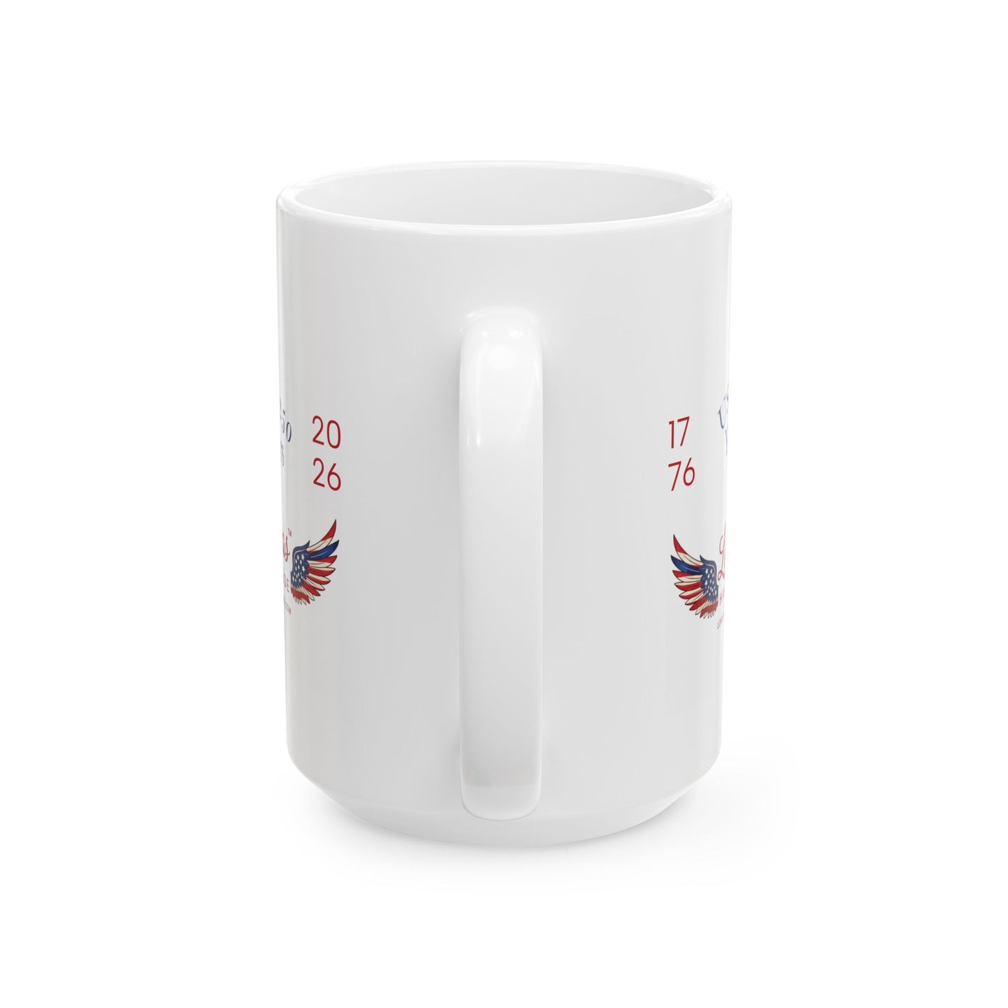 Ceramic Mug, "LorJas Handmade" Patriotic 250 Yrs American Flag Wings Coffee Mug (11oz, 15oz)