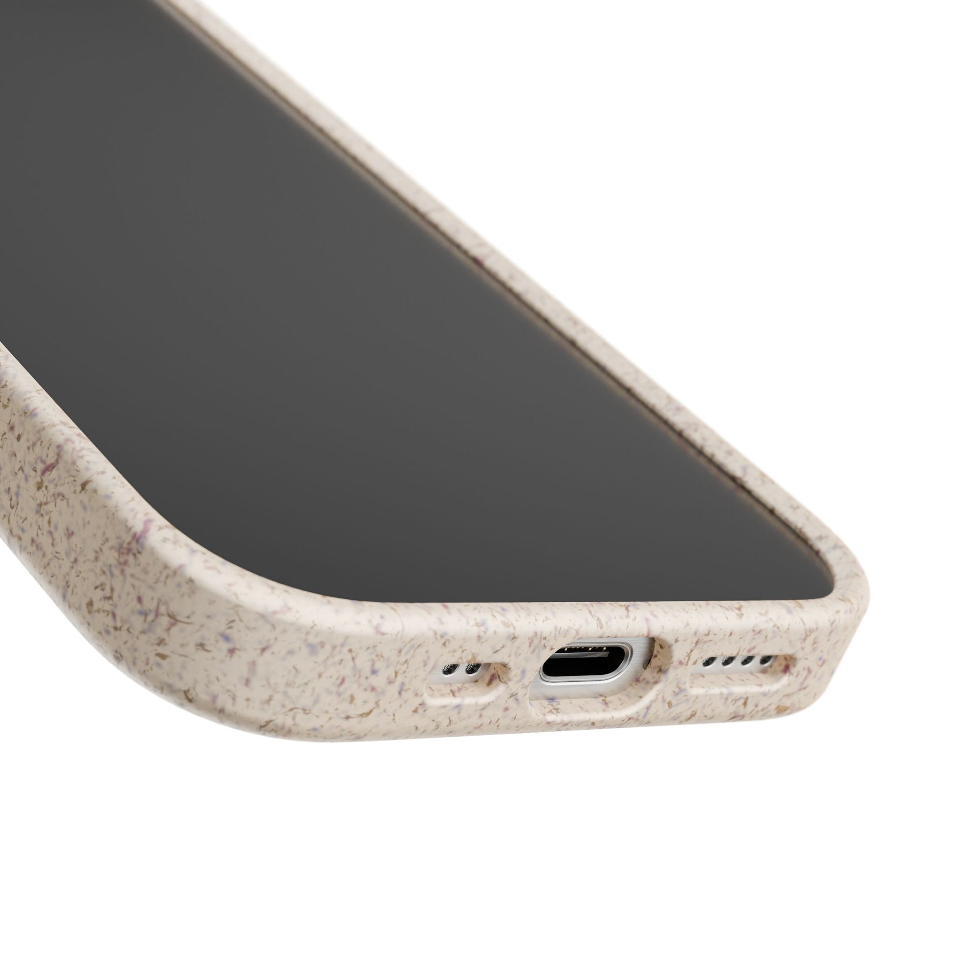 Close-up of a phone case with a textured surface on a white background