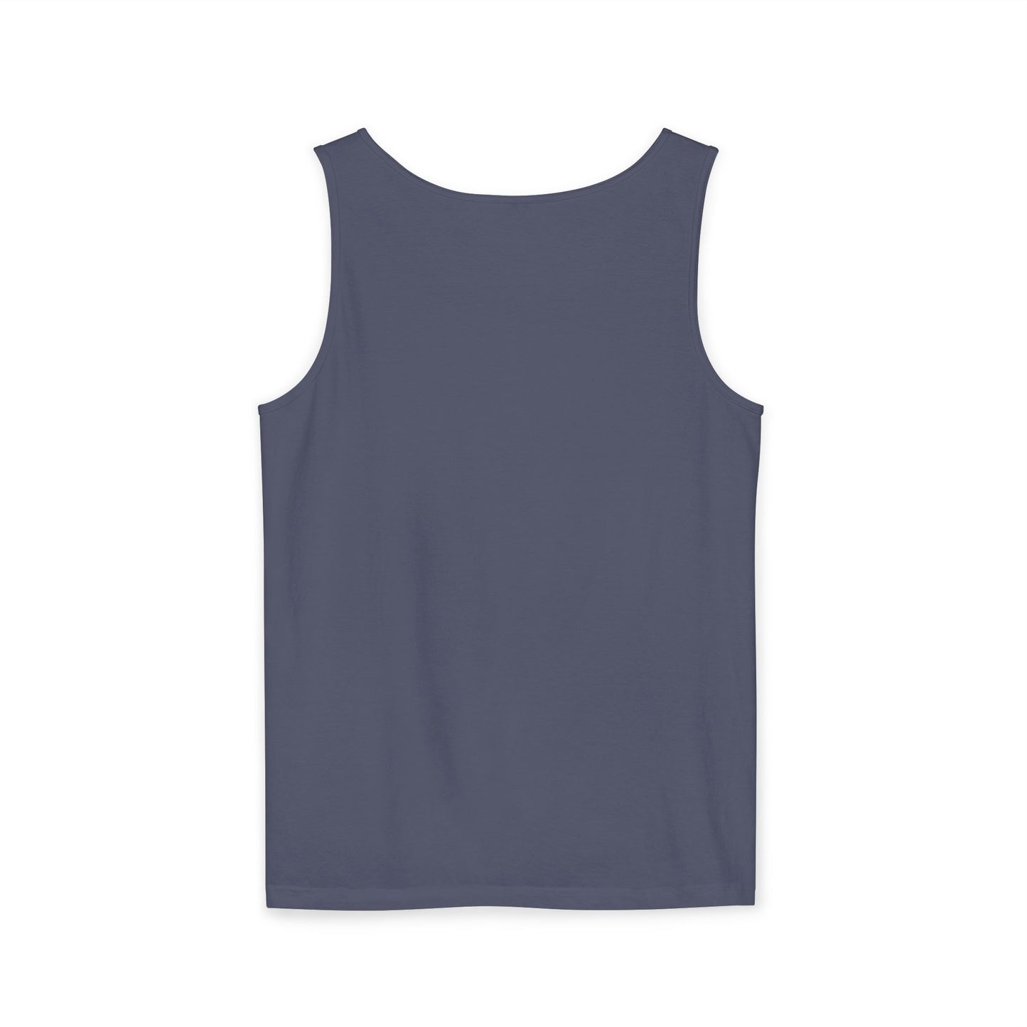 Plain navy blue tank top on a white background
