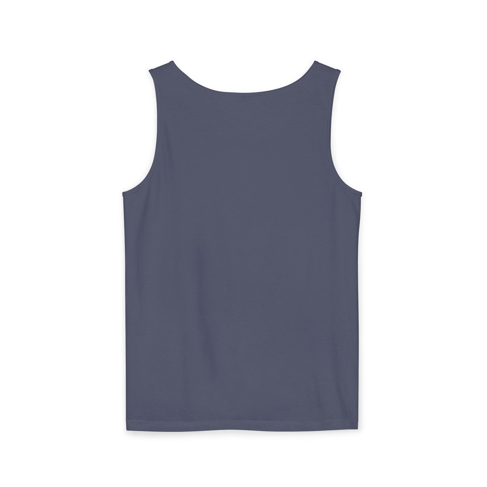 Plain navy blue tank top on a white background