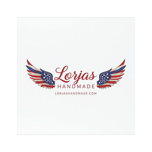 Patriotic Winged Logo Car Magnet — "Lorjas Handmade" Vintage Americana