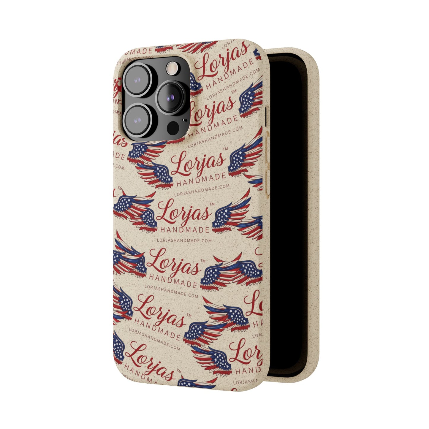 Beige phone case with paw print design and 'simplekind' branding on a white background