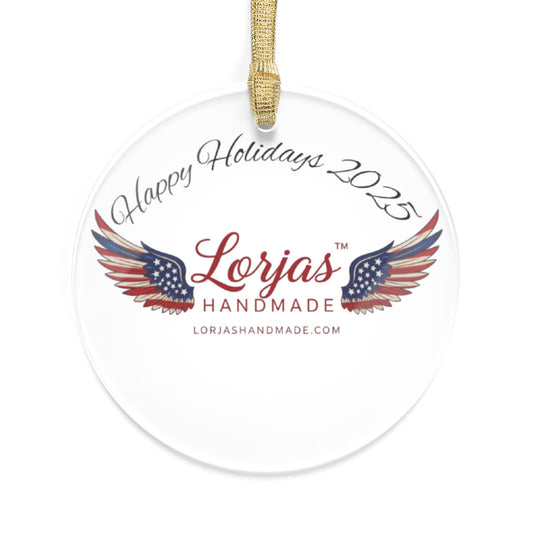 Adorno Acrílico — Alas Patrióticas "Felices Fiestas 2025" Decoración Navideña Personalizada
