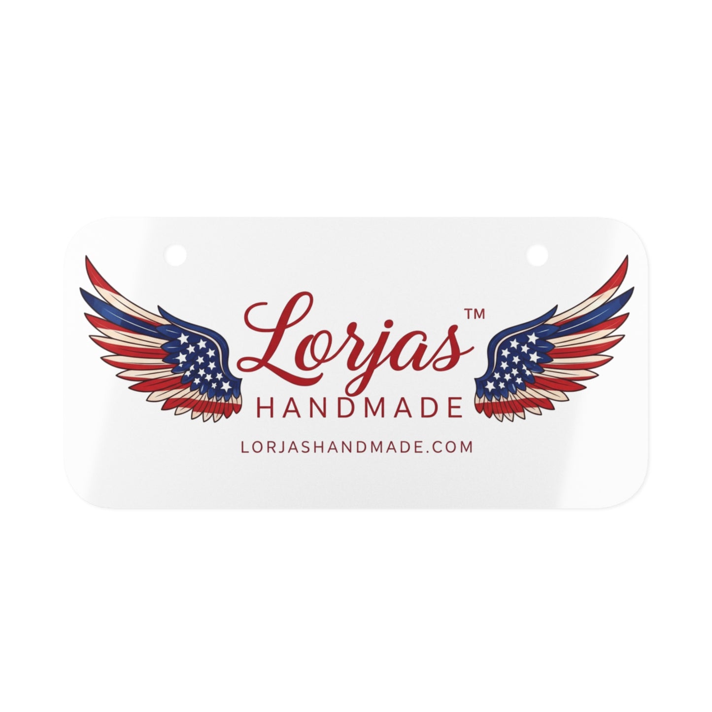 Mini License Plate — Patriotic American Flag Wing Logo, Personalized Brand Tag