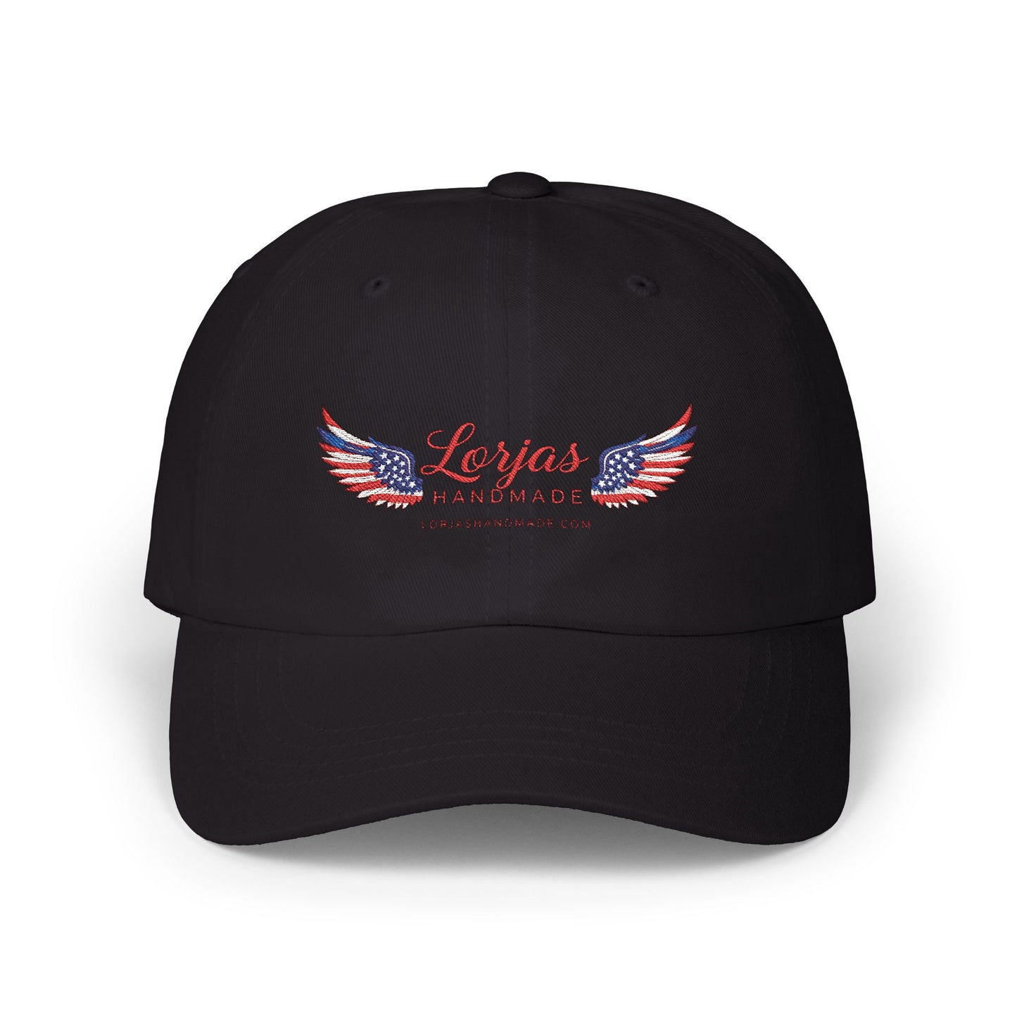 Classic Americana Logo Cap – ‘LorJas Handmade Wings’ Embroidered Baseball Hat
