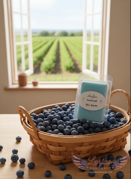 Naturally organic 'LorJas Handmade Blue Razzle' scented soy melt