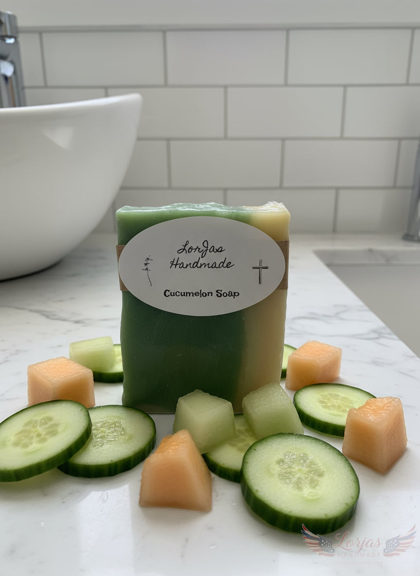 Naturally organic 'LorJas Handmade Cucumelon' castile soap