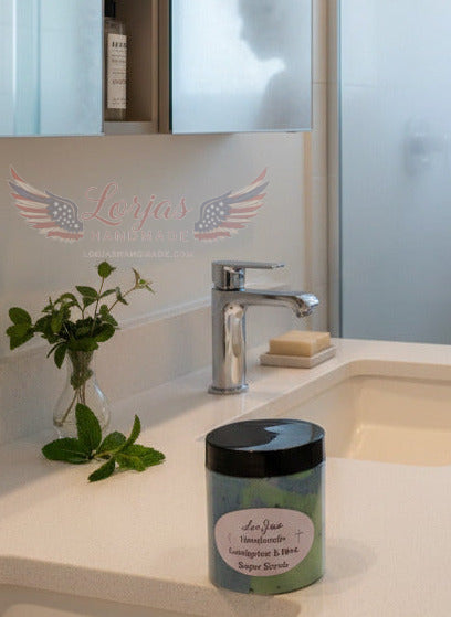 Naturally organic 'LorJas Handmade Eucalyptus & Mint' foamy whipped sugar scrub