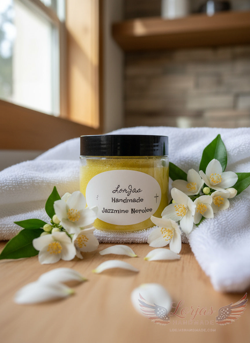 Naturally organic 'LorJas Handmade Jazzmine Nerolee' foamy whipped sugar scrub