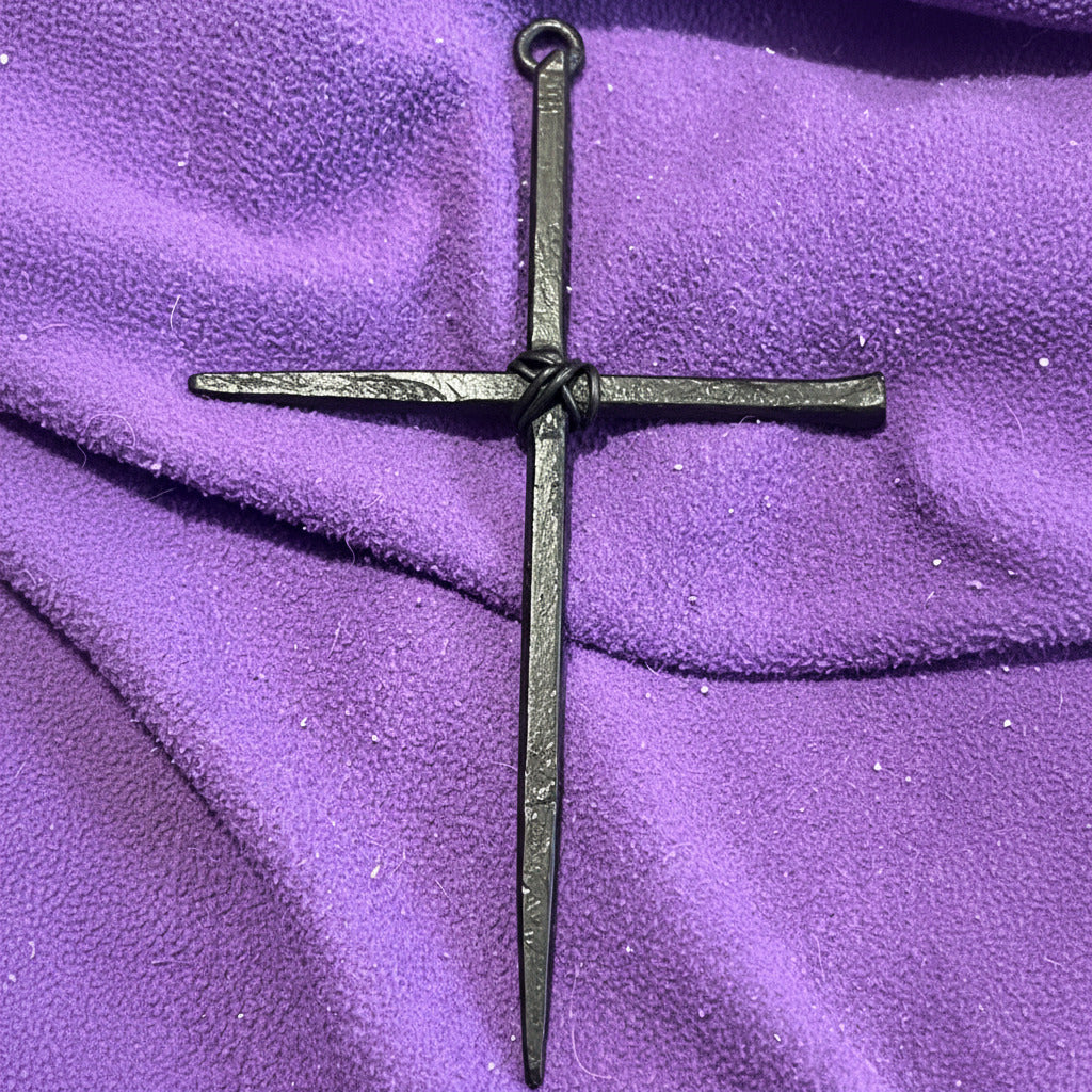 Rustic carpenter’s nail cross handmade metal Christian cross