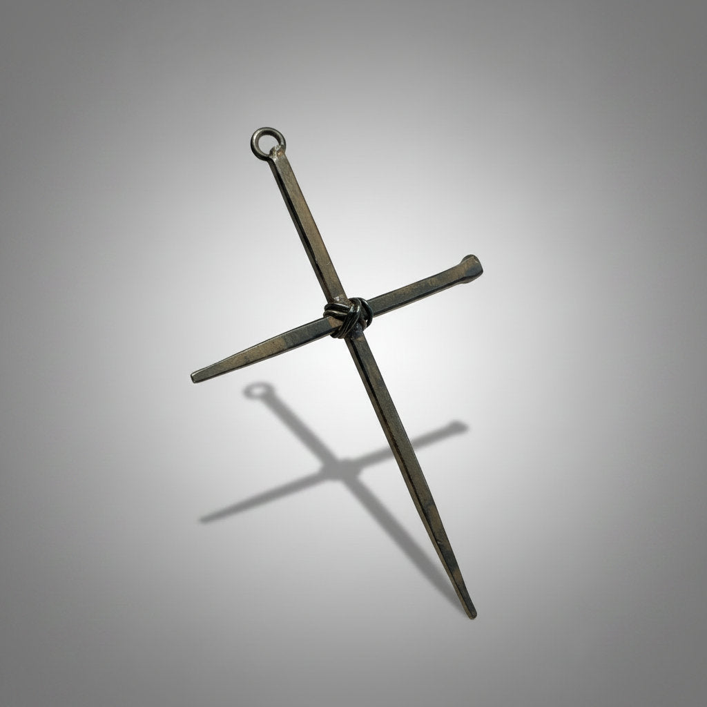 Handcrafted carpenter’s nail cross rustic metal Christian wall decor