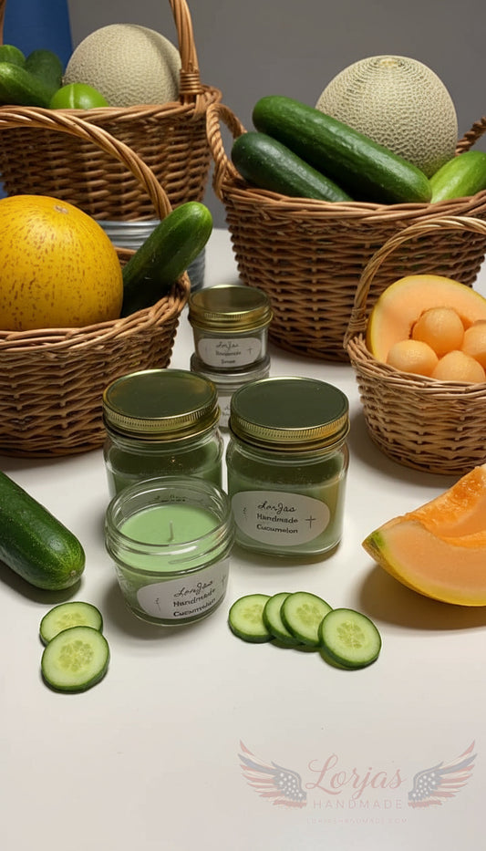 Naturally organic 'LorJas Handmade Cucumelon' scented candles