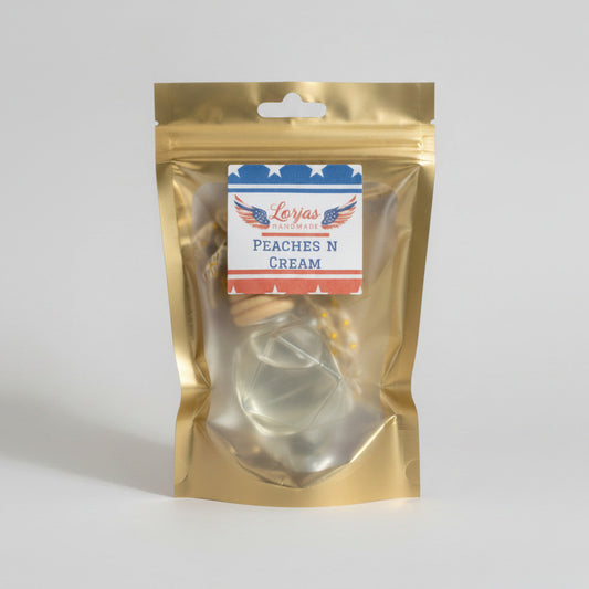 LorJas Handmade Peaches N Cream lightly scented organic car diffuser in a studio setting.