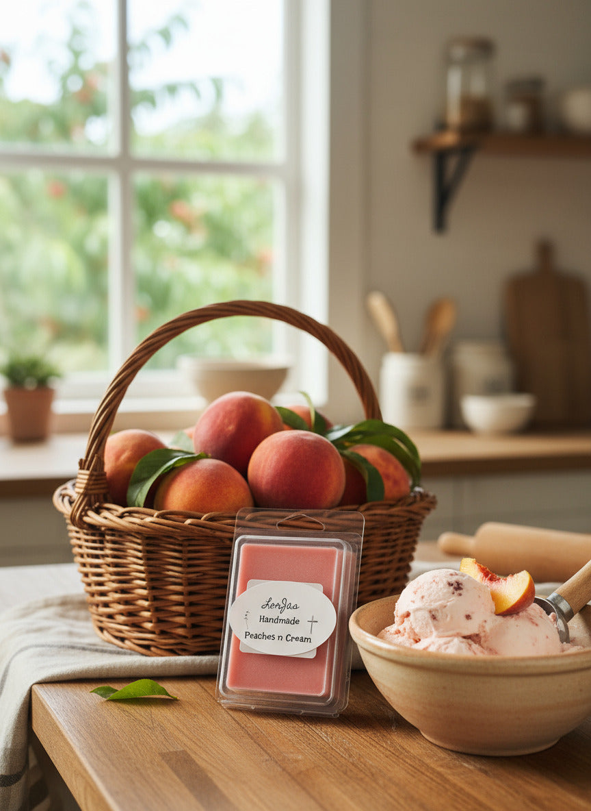 Neturally organic soy 'LorJas Handmade Peaches n Cream' scented melt