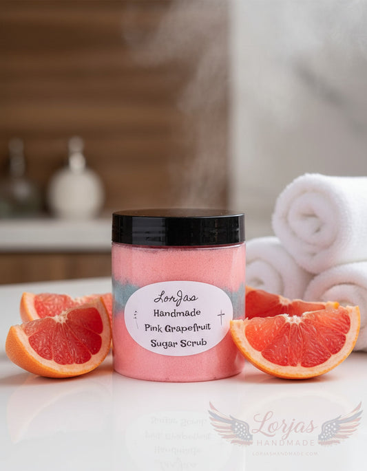 Naturally organic 'LorJas Handmade Pink Grapefruit' foamy whipped sugar scrub