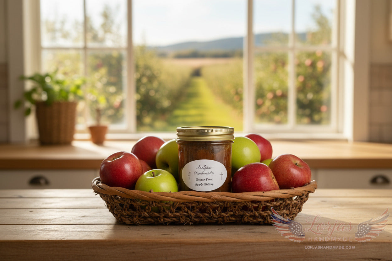 Naturally organic 'Lorjas Handmade Sugar-Free Apple Fruit Butter' with Stevia