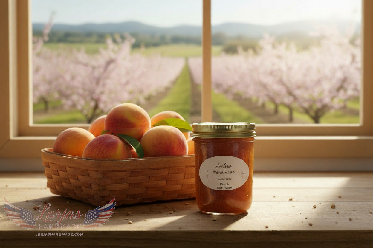 Naturally organic 'LorJas Handmade Sugar-Free Peach Fruit Butter'