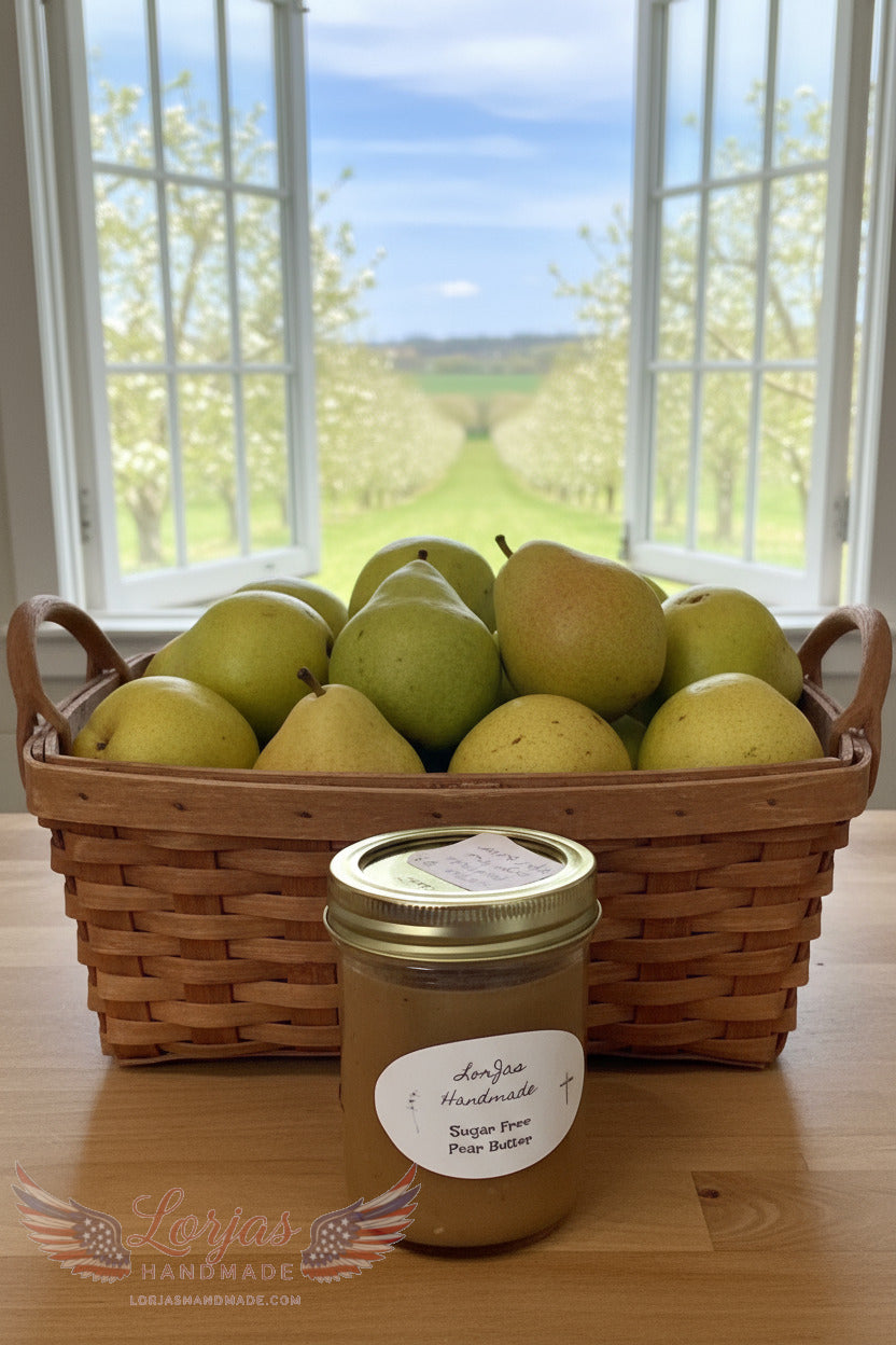Naturally organic 'LorJas Handmade Sugar-Free Pear Fruit Butter' with Stevia